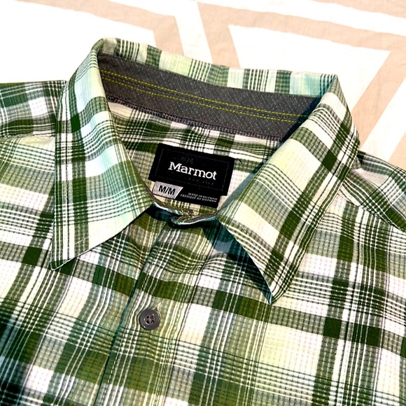 Marmot SS Button Down Shirt - Medium - Green/White - Picture 2 of 4
